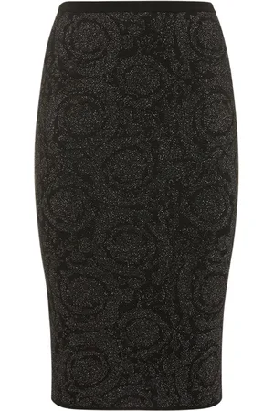 VERSACE Barocco Lurex Knit Midi Skirt