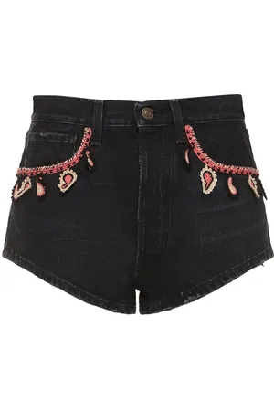 Alanui Inner Energy Embellished Denim Shorts