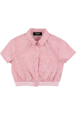 VERSACE Embroidered Cotton Poplin Crop Shirt