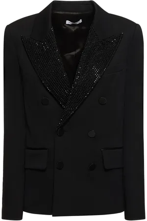 AREA Embellished Wool Relaxed Fit Blazer