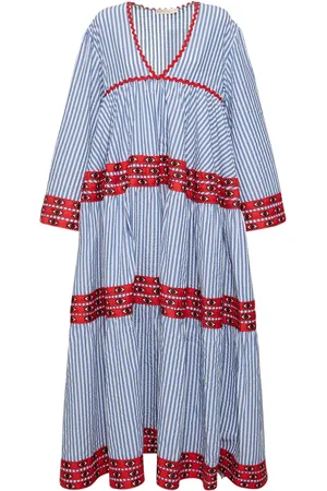 FLORA SARDALOS Striped Cotton Long Sleeve Maxi Dress