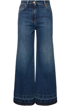 VALENTINO Denim High Rise Cropped Flared Jeans