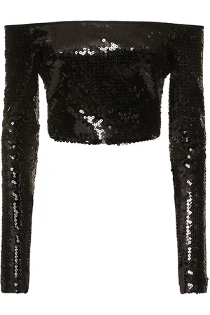 DAVID KOMA Off-the-shoulder Metallic Sequined Top