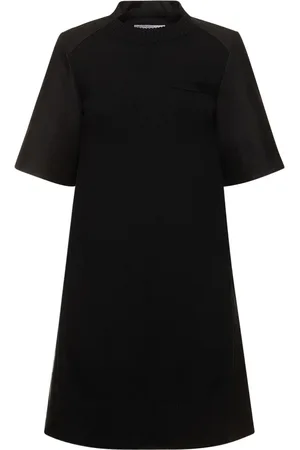 SACAI Cotton Gabardine Knit S/s Mini Dress