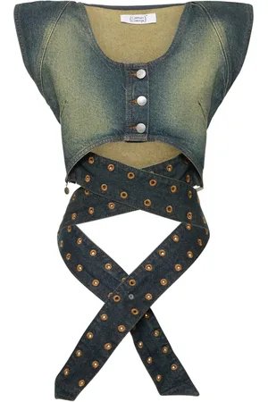 Cannari Concept Wraparound Cropped Denim Vest