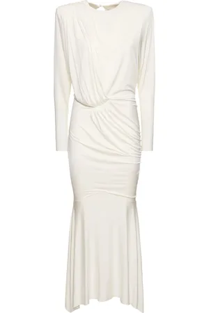 ALEXANDRE VAUTHIER Satin Draped L/s Open Back Long Dress