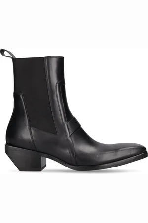 Rick Owens Heeled Sliver Leather Ankle Boots