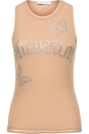 BLUMARINE Crystal Logo Tulle Tank Top