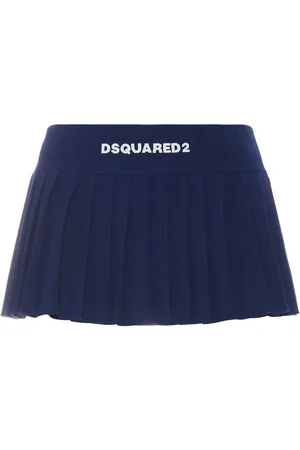 Dsquared2 Viscose Knit Logo Pleated Mini Skirt