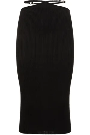 AMIRI Cutout Cotton Blend Knit Midi Skirt
