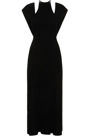 Chloé Wool Rib Knit Cut Out Long Dress