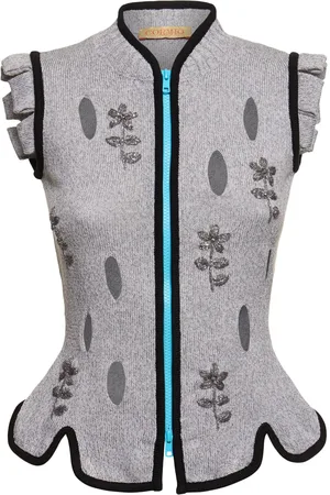 CORMIO Perry Zip-up Cotton Blend Knit Vest