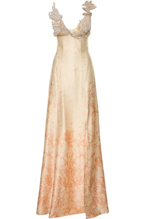 MITHRIDATE Printed Stretch Silk Evening Long Dress