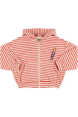 Jelly Mallow Striped Cotton Blend Zip Hoodie