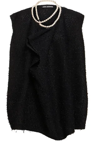 JUNYA WATANABE Cotton Blend Tweed Top W/faux Pearls