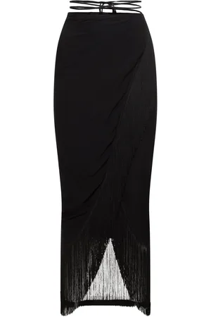 The Andamane Jacky Fringed Silk Midi Wrap Skirt
