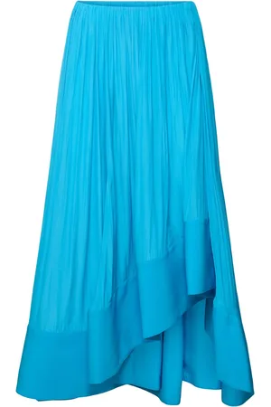 Lanvin Flared Satin High Waist Midi Skirt