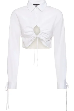 ANDREADAMO Cotton Crop Shirt W/ Rib Knit Back