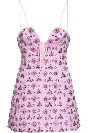 Des Phemmes Embellished Cotton Satin Mini Dress