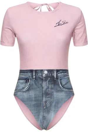 Acne Studios Printed Short Sleeve One Piece Swimsuit