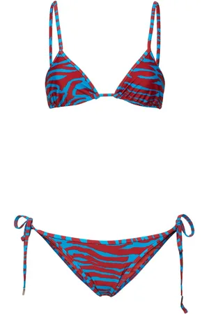 The Attico Printed Lycra Triangle Bikini Set