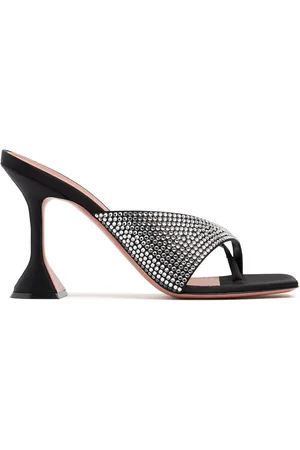 Amina Muaddi 95mm Shiona Satin & Crystal Mules