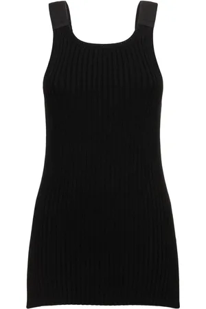 Helmut Lang Rib Knit Stretch Cotton Tank Top