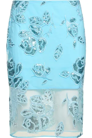 ROTATE Dula Beaded Midi Pencil Skirt