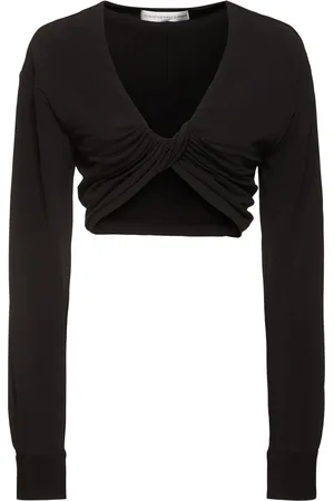 CHRISTOPHER ESBER Vivenda Drape Long Sleeve Cropped Top