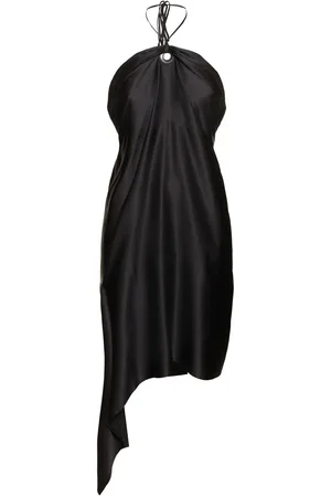 Salvatore Ferragamo Tech Satin Asymmetric Midi Dress