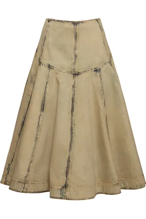 Salvatore Ferragamo Cotton Blend Denim Midi Skirt