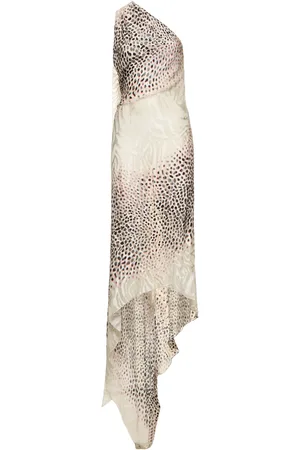 Roberto Cavalli Shark Printed Satin Devoré Maxi Dress