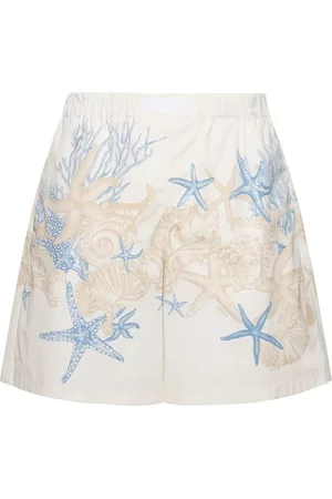 VERSACE Coral Print Cotton Shorts