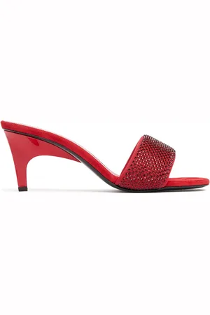 The Attico 60mm Rem Crystal & Suede Mules