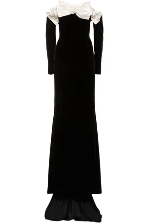 Alessandra Rich Off-shoulder Velvet Maxi Dress