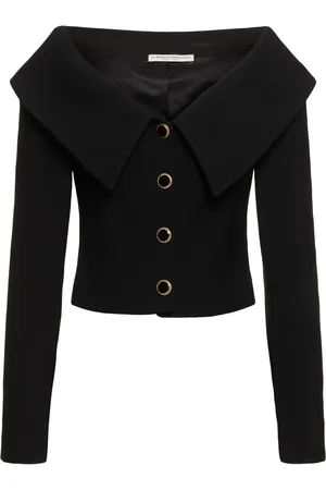 Alessandra Rich Off-shoulder Wool Cardigan