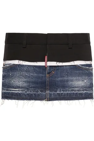 Dsquared2 Cut That Boy Denim & Canvas Mini Skirt