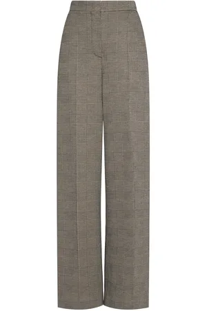 Max Mara Cognac Wool Blend Jacquard Wide Pants