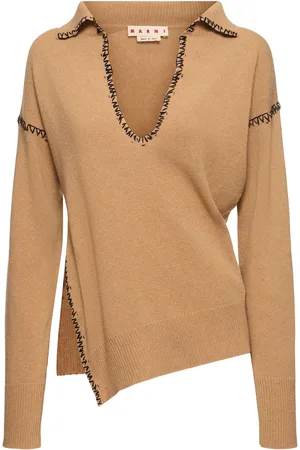 Marni Wool & Cashmere Knit V Neck Polo Sweater