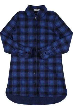Msgm Plaid Cotton Shirt Dress