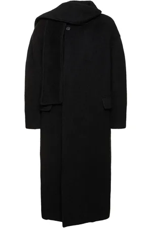 Msgm Wool Blend Long Coat W/scarf