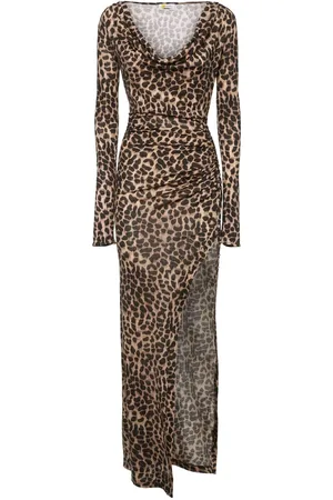 BLUMARINE Printed Wool Jersey Long Dress