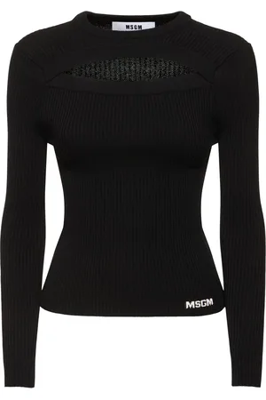 Msgm Viscose Knit Cutout Long Sleeve Top