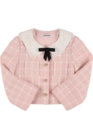 Self-Portrait Check Print Bouclé Cropped Jacket