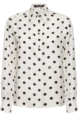 Dolce & Gabbana Polka Dots Logo Printed Silk Twill Shirt