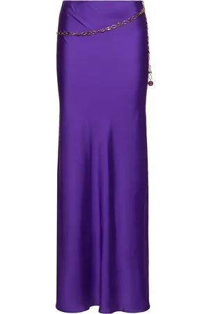 Paco rabanne Satin Long Skirt W/chain