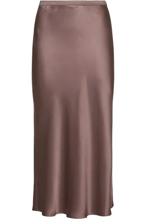 ANINE BING Bar Silk Satin Midi Skirt