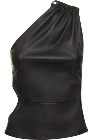 AMIRI Cutout Leather One Shoulder Tank Top