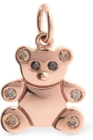 Dodo 9kt Rose Gold Teddy Bear Charm W/diamond