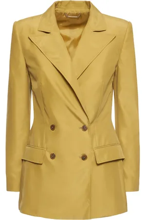 Alberta Ferretti Habotai Silk Double Breasted Blazer